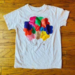 Handpainted rainbow crop t shirt Hanes OOAK xs